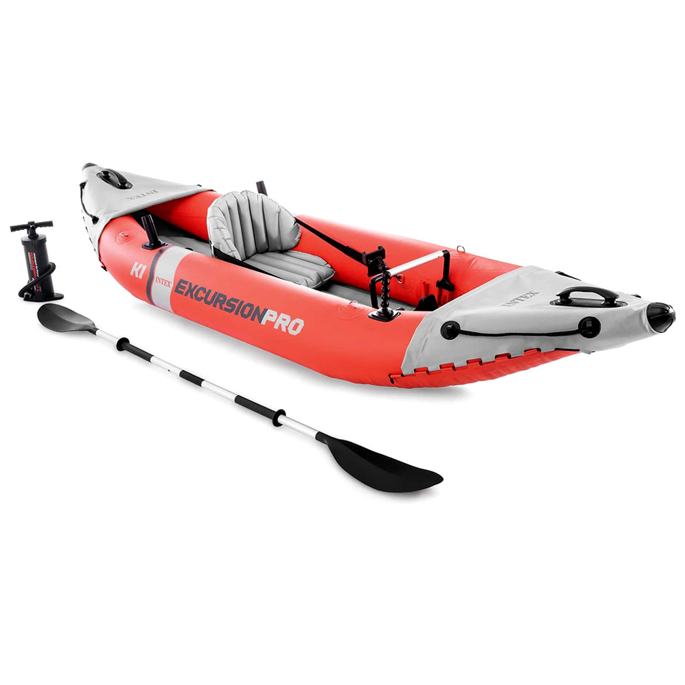 INTEX Excursion Pro K1 Kajak Set Schlauchboot + Paddel + Pumpe für 1 Person, Schlauchboote, Boote & Motoren